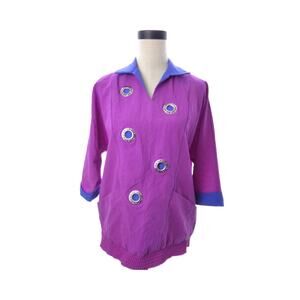 Vintage 80's Purple Pullover Womens Jacket Top Medium M Retro 80s